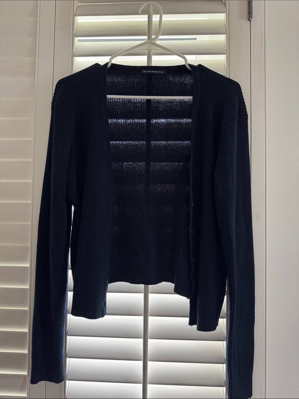 Brandy Melville Black Open-Front Ribbed Cardigan